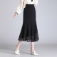 2024 new autumn high-waist one-step skirt long skirt mesh side fishtail skirt folding hip skirt skirt women autumn