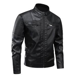 
Factory direct sales motorcycle riding cross-border European size new men's stand-up collar leather jacket loose leather jacket motorcycle men's jacket