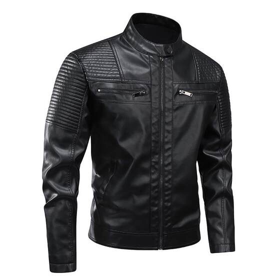 
Factory direct sales motorcycle riding cross-border European size new men's stand-up collar leather jacket loose leather jacket motorcycle men's jacket