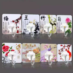 No-Drill Hooks, Strong Electroplated Rust-Proof Adhesive Hooks, Plastic Hooks for Doors, Kitchens, Bathrooms, and Heavy-Duty Walls