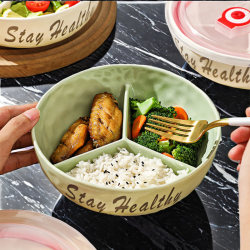 Food-Grade Ceramic Compartmented Lunch Box 2025 New Model Dinner Plate for Office Workers, Weight-Loss Meal Box, Special Bowl for Cafeteria Meals