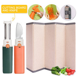 Wheat Straw Cutting Board Portable Folding Chopping Board Fruit Cutting Board Fruit Knife Peeler Camping Set
