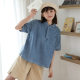 Ideal Island Denim Short-sleeved Shirt for Women 2025 Summer New Japanese Loose Small Fresh Design Pullover Shirt
