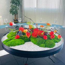 Hotel table decoration flower ornaments large round table turntable
