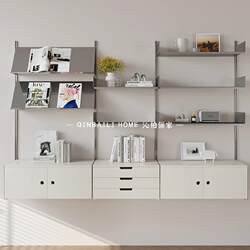 Modern Stainless Steel Track Bookshelf Storage Rack with One-Layer Wall-Mounted Design, Drawer Storage, Multi-Layer Home Use