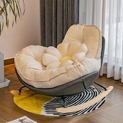 Nordic Style Single Rocking Chair Lazy Sofa for Balcony, Living Room, Bedroom, Leisure, Reclining and Sleeping, Luxurious Eggshell Penguin Chair