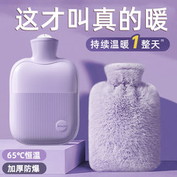 Large Plush Hot Water Bottle for Foot Warming, Hand Warmer, Waist Heat Therapy, and Stomach Heating, Refillable and Insulated
