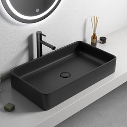 Nordic Countertop Basin Single Basin Washbasin Household Ceramic Basin Square Washbasin Bathroom Black Washbasin