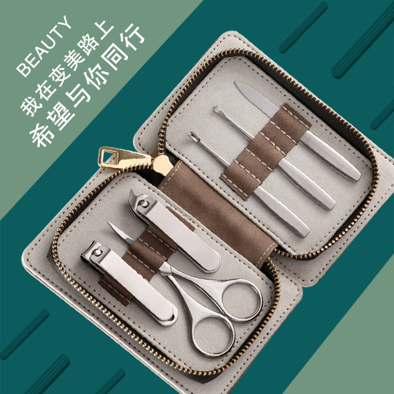 ZWILLING 맞춤형 로고 비즈니스 선물 손톱깎이 6피스 세트 손톱깎이 손톱깎이 지퍼 가죽 가방 수리-