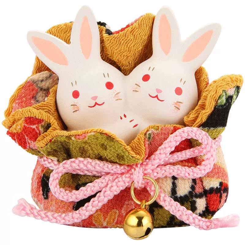 日本药师窑招财福袋兔子摆件进口日式和风生日结婚礼物创意