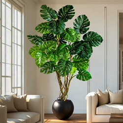 Simulated Green Plant Monstera for Living Room and Office, High-End Light Luxury Artificial Tree, Large Potted Decorative Ornament, Artificial Plant