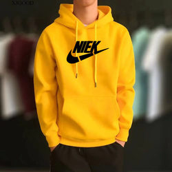 Spring and Autumn Trendy Brand Fashion Men's Hooded Sweatshirt, Loose Fit, Sporty Casual, Fleece-Lined, Pure Cotton, Stylish Youth Pullover