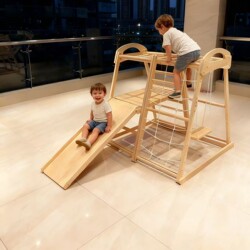 Solid Wood Children's Climbing Frame Indoor Home Use Small Family Playground Baby Climbing Slide Swing Combination Naughty Castle