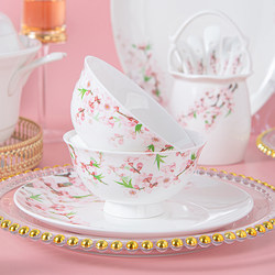 Bowl and Plate Set Free Combination Tableware Set Dishes Housewarming Gift Bone China High-End Accessible Luxury 2024 New Style