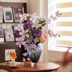 Artificial flowers, light luxury and high-end entrance hall, living room table decorations, fake flowers, dried flower handwritten notes, bouquets, flower arrangements and vases