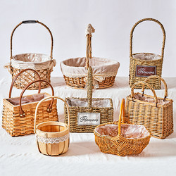 Little Girl Selling Matches Props Basket Bamboo Weaving Performance Show Flower Basket Portable Flower Mud Flower Pot Rattan Weaving