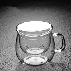 High Borosilicate Glass Cup with Lid, Tea-Water Separation Cup, High Temperature Resistant Filter Tea Cup, Household Transparent Glass Cup