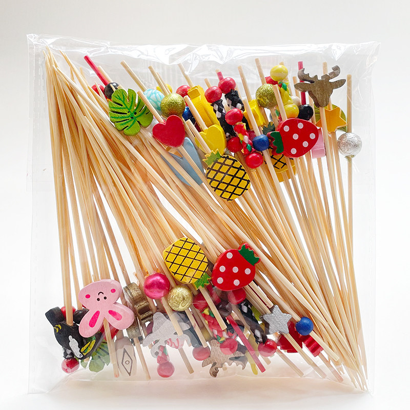 うさぎの竹製フルーツピック - ミニバーガー用つまようじ - 華やかな