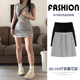 Gray drawstring sports short skirt for women in summer, small size, high waist, slim A-line bathroom skirt, hip skirt
