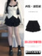 Black fluffy cake short skirt for women in spring and summer large size slightly fat mm high waist small person looking slim A-line pleated skirt