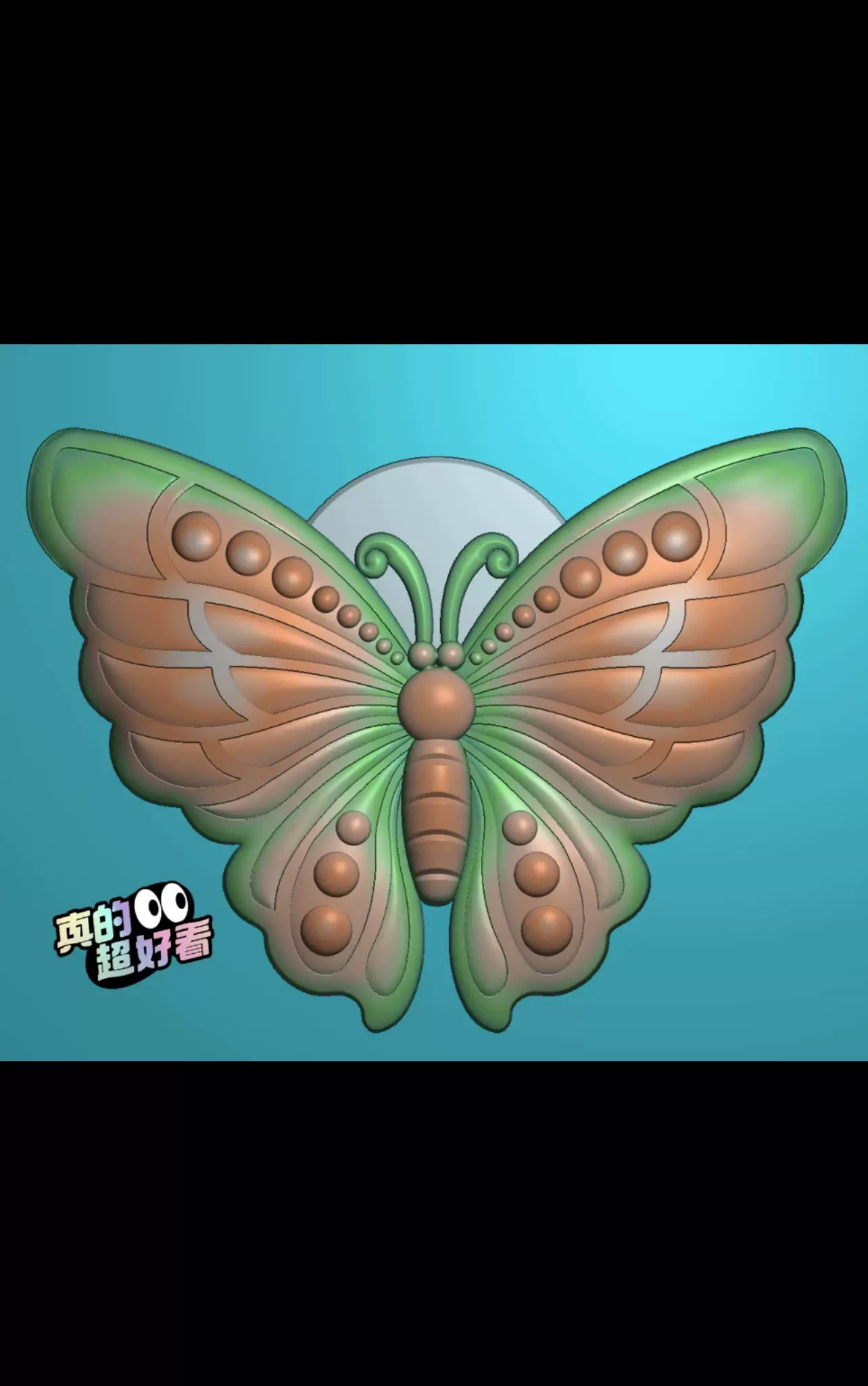 jdp31 蝴蝶精雕图jdp浮雕图玉雕立体蝴蝶圆牌挂件小吊坠三维立体