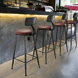 Modern Minimalist Bar High Stool Iron Art High Stool Home Simple Bar Counter High Chair Solid Wood Bar Chair