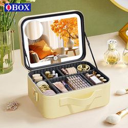 Obox Cosmetic Bag with Mirror, New Style for Women, Portable for Travel, Large Capacity, Divided Storage Bag for Beauty and Cosmetics