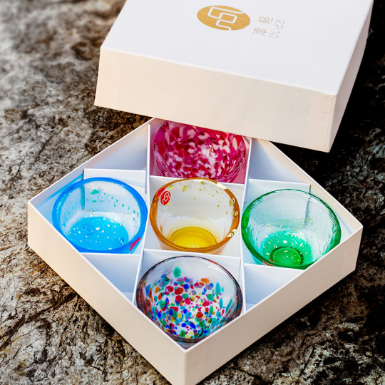 日本津轻aderia石冢硝子日式清酒杯家用彩色玻璃白酒烧酒杯一口杯