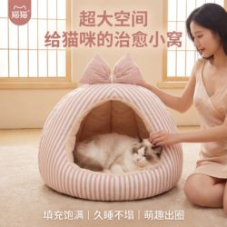 Cat Nest Suitable for All Seasons, Removable and Washable Cat Shelter, Cat Bed, Semi-Enclosed Safe Pet Kennel, Sleeping Nest
