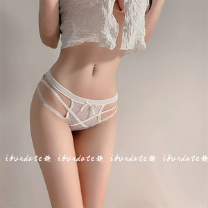 
ifundate: Decent and comfortable pure cotton hollow briefs cross lace edge low waist strappy underwear