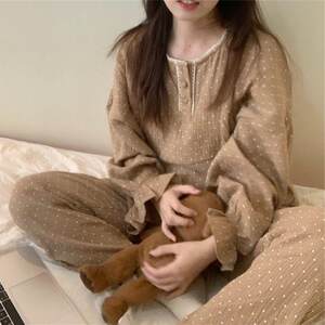 
Ins style pajamas for female students, fashionable thin lace, 2026 couple swimwear, fresh polka dot two-piece suit