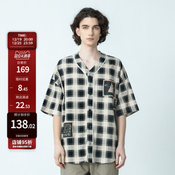 New Factor Summer Trend New Checkerboard Loose Patchwork Shirt National Trend Hip-hop Short-sleeved Men's V-neck
