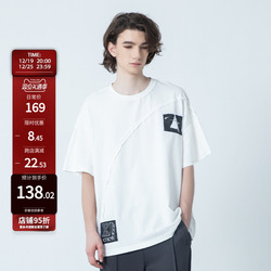 New Factor Xinyinsu2022 New Trend Anti-bone Line Split Patch Round Neck Short-sleeved Men's Hip-hop T-shirt