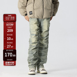 New Factor American High Street Jeans Caterpillar Stacked Old Loose Straight Autumn And Winter Vibe Style Men's Pants