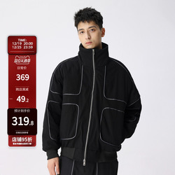 New Factor American Line Webbing Split Design Jacket Men's Autumn And Winter Lapel Zipper Thickened Stand Collar Casual Top