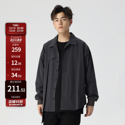 New Factor Deconstructed Shirt, Asymmetrical And Simple Design, Loose American Style Spring And Autumn Black Casual Long-sleeved Men's Jacket