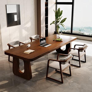 
Modern minimalist style solid wood living room large desk rectangular office desk and chair combination home study table with workbench