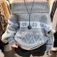 One-shoulder gray thickened Fair Island sweater for women in autumn and winter lazy style sweater loose turtleneck warm top
