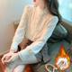 Autumn and winter plus thickened fungus edge lingering long -sleeved shirt feminine fashion fashion inner baptis
