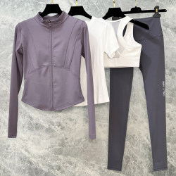 2025 New Spring and Autumn Yoga Clothing Set for Women, Long-Sleeved, Long Pants, Tight-Fitting, Slimming, Fashionable, Professional Sports Morning Running Clothes