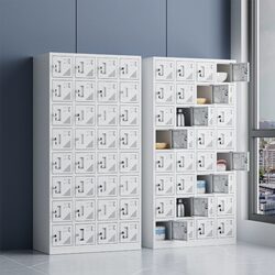 Metal Locker Cabinet with 24 Doors, Employee Storage Cabinet with Lock, 32-Compartment Cupboard, Factory Workshop Shoe Cabinet, Multi-Door Mobile Phone Locker
