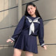 Acarian big size JK fat MM orthodox 绀 three basic sailor uniforms college short skirt short long -sleeved suit women