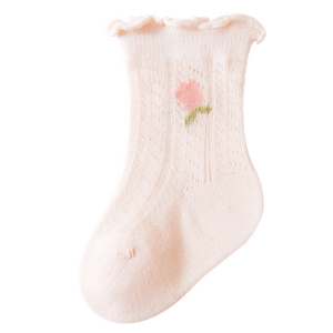 
Baby socks summer thin cotton socks mid-tube socks newborn mesh breathable boneless baby girl loose lace socks