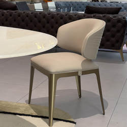 Italian-Style Light Luxury Dining Chair for Home Use, High-End Stainless Steel Ripple Chair, Comfortable Soft-Cover Dining Chair for Villa Dining Room