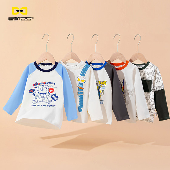 
Tangji Doudou children's clothing 26 spring and summer boys' T-shirt cartoon children's clothing children's long-sleeved bottoming shirt tops clearance