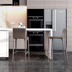 Nordic Bar Stool, Light Luxury Genuine Leather Saddle Leather, Modern Minimalist High Stool, Home Leisure Bar Island Chair