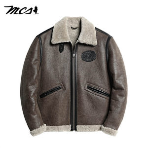 
MCS comes from Marlboro sheepskin fur all-in-one B6 pilot leather jacket men's American retro all-match jacket