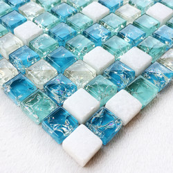 Black and White Modern Ice Crack Crystal Glass Mosaic Tiles Bathroom Toilet Wall Tiles Background Wall Swimming Pool Tiles