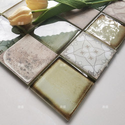 Retro Swimming Pool Tiles, High-Temperature Inkjet Landscape Pool Glass Mosaic, Coffee and Milk Tea Shop, Fashionable and Personalized Floor Tiles