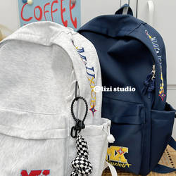 2026 New American Retro Letter Embroidery Backpack for Middle and High School Students, Versatile Large Capacity Lightweight Travel Backpack